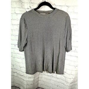 DALIA LADIES BLACK AND WHITE STRIPED TOP WITH OPEN BACK DETAIL (XL)   EUC    F-3